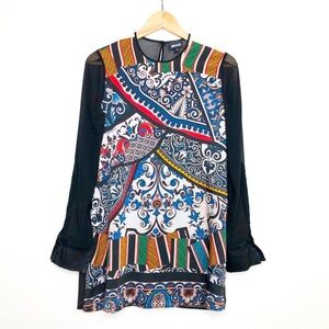 Just Cavalli graphic print, sheer tunic top
